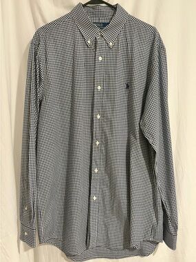 Polo by Ralph Lauren Navy and White Gingham Button-Down Shirt